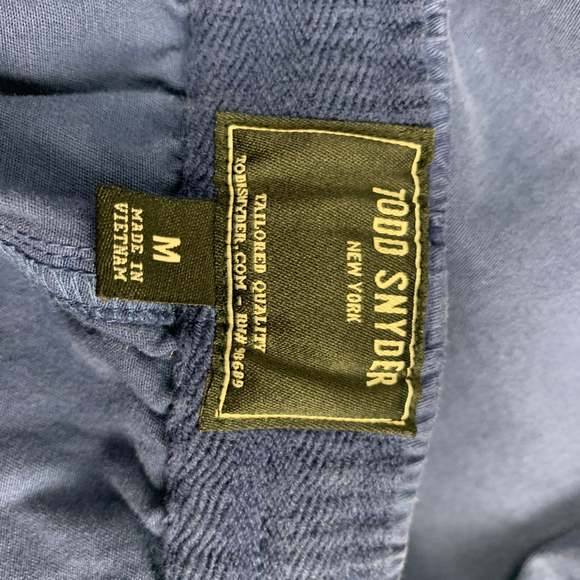 TODD SNYDER Size M Navy Cotton Blend Drawstring Shorts - Picture 4 of 4